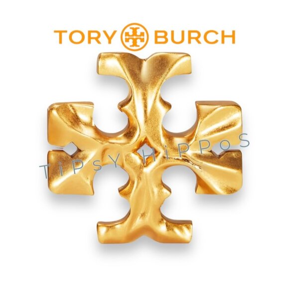 Tory Burch Roxanne Gold Logo Clip-On Earrings - FIRM - Picture 2 of 5